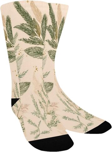 جوارب Boho Leaf Art باللون البيج للمشي لمسافات طويلة - جوارب شتوية حرارية سميكة دافئة للأولاد والبنات للمدرسة، والارتداء اليومي والأنشطة الخارجية in Kuwait