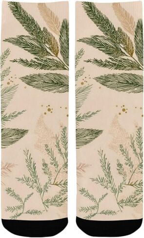 جوارب Boho Leaf Art باللون البيج للمشي لمسافات طويلة - جوارب شتوية حرارية سميكة دافئة للأولاد والبنات للمدرسة، والارتداء اليومي والأنشطة الخارجية in Kuwait