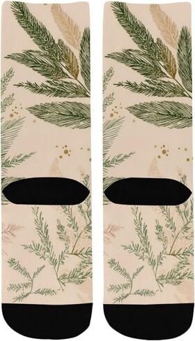 جوارب Boho Leaf Art باللون البيج للمشي لمسافات طويلة - جوارب شتوية حرارية سميكة دافئة للأولاد والبنات للمدرسة، والارتداء اليومي والأنشطة الخارجية in Kuwait