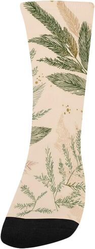 جوارب Boho Leaf Art باللون البيج للمشي لمسافات طويلة - جوارب شتوية حرارية سميكة دافئة للأولاد والبنات للمدرسة، والارتداء اليومي والأنشطة الخارجية in Kuwait