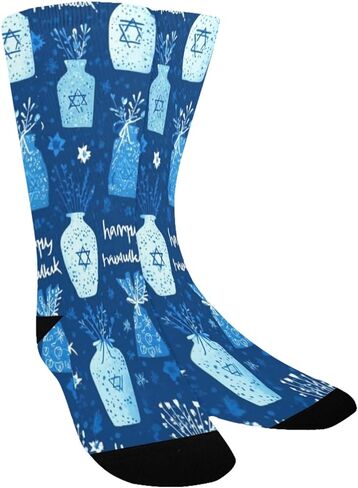 Hanukkah Floral Jars Hiking Socks - Toddler Boys & Girls Warm Thick Thermal Winter Crew Socks for School, Daily Wear & Outdoor Activities in Saudi Arabia