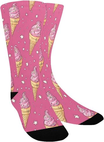 Playful Pink Ice Cream Star Hiking Socks - Toddler Boys & Girls Warm Thick Thermal Winter Crew Socks for School, Daily Wear & Outdoor Activities in Saudi Arabia