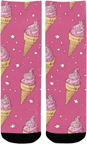 Playful Pink Ice Cream Star Hiking Socks - Toddler Boys & Girls Warm Thick Thermal Winter Crew Socks for School, Daily Wear & Outdoor Activities in Saudi Arabia