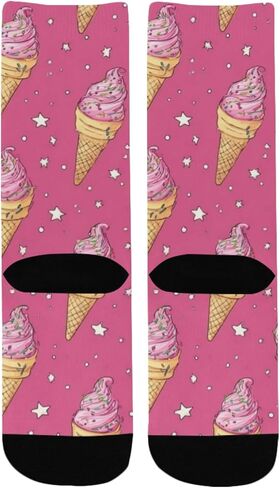 Playful Pink Ice Cream Star Hiking Socks - Toddler Boys & Girls Warm Thick Thermal Winter Crew Socks for School, Daily Wear & Outdoor Activities in Saudi Arabia