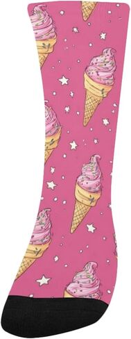 Playful Pink Ice Cream Star Hiking Socks - Toddler Boys & Girls Warm Thick Thermal Winter Crew Socks for School, Daily Wear & Outdoor Activities in Saudi Arabia