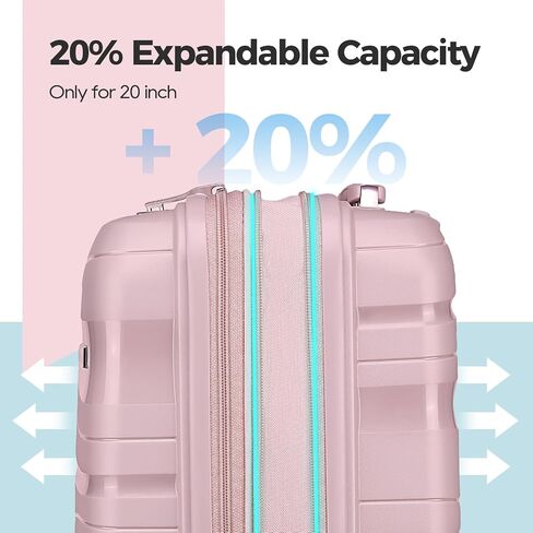Melalenia Luggage Carry On Suitcase Sets, Expandable PP Hard Shell Suitcase with Spinner Wheels,Travel Luggage with TSA Locks 22x14x9 Airline Approved in Saudi Arabia