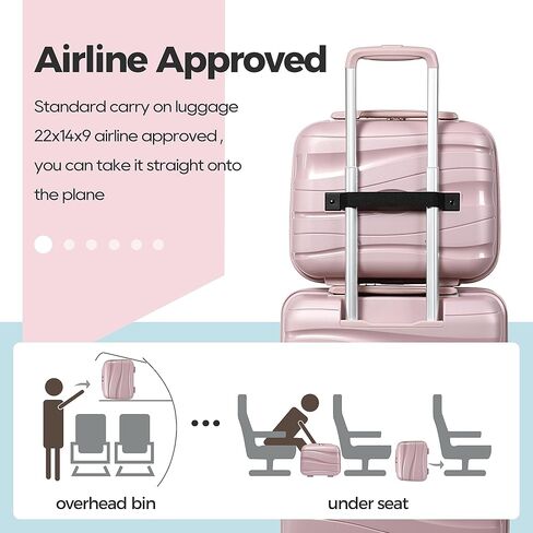 Melalenia Luggage Carry On Suitcase Sets, Expandable PP Hard Shell Suitcase with Spinner Wheels,Travel Luggage with TSA Locks 22x14x9 Airline Approved in Saudi Arabia