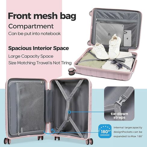 Melalenia Luggage Carry On Suitcase Sets, Expandable PP Hard Shell Suitcase with Spinner Wheels,Travel Luggage with TSA Locks 22x14x9 Airline Approved in Saudi Arabia