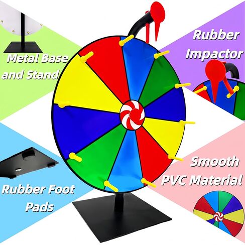 جائزة دوارة شديدة التحمل مقاس 12 بوصة، وعجلة جوائز ذات 10 فتحات مع حامل وقلم تحديد وممحاة قابلة للمسح، للألعاب العائلية وألعاب الفصل الدراسي والكرنفالات والمعارض التجارية والسحوبات والمناسبات الأخرى المختلفة in Kuwait