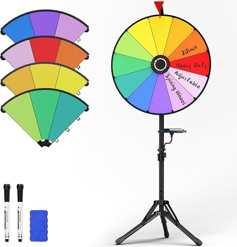 عجلة دوارة مقاس 20 بوصة، عالية التحمل وقابلة للتعديل بارتفاع 55 بوصة - 61 بوصة للجوائز، عجلة دوارة ذات 12 فتحة مع حامل للكرنفال، وألعاب الحفلات، والمعارض التجارية، ولعبة الغزل in Kuwait