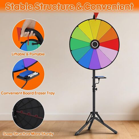عجلة دوارة مقاس 20 بوصة، عالية التحمل وقابلة للتعديل بارتفاع 55 بوصة - 61 بوصة للجوائز، عجلة دوارة ذات 12 فتحة مع حامل للكرنفال، وألعاب الحفلات، والمعارض التجارية، ولعبة الغزل in Kuwait
