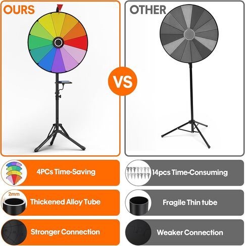 عجلة دوارة مقاس 20 بوصة، عالية التحمل وقابلة للتعديل بارتفاع 55 بوصة - 61 بوصة للجوائز، عجلة دوارة ذات 12 فتحة مع حامل للكرنفال، وألعاب الحفلات، والمعارض التجارية، ولعبة الغزل in Kuwait