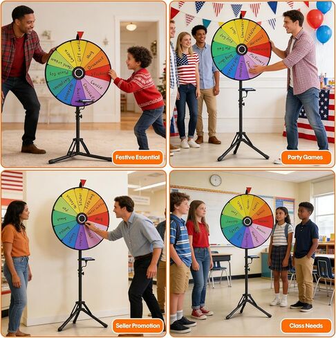 عجلة دوارة مقاس 20 بوصة، عالية التحمل وقابلة للتعديل بارتفاع 55 بوصة - 61 بوصة للجوائز، عجلة دوارة ذات 12 فتحة مع حامل للكرنفال، وألعاب الحفلات، والمعارض التجارية، ولعبة الغزل in Kuwait