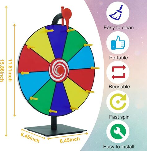 Prize Wheel Spinner with Stand –12 Inch Spinning Wheel for Prizes, 10 Slots Color Spin The Wheel Game, Carnival Prize Wheel for Trade Show, Party Games, Casino Games in Kuwait