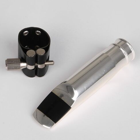 قطعة فم ساكسفون 9# مطلية بالفضة مع ملحقات آلات النفخ الخشبية بمشبك من الجلد الصناعي لألتو ساكسفون in Kuwait