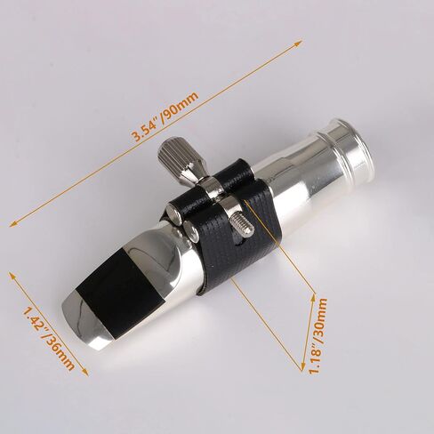 قطعة فم ساكسفون 9# مطلية بالفضة مع ملحقات آلات النفخ الخشبية بمشبك من الجلد الصناعي لألتو ساكسفون in Kuwait