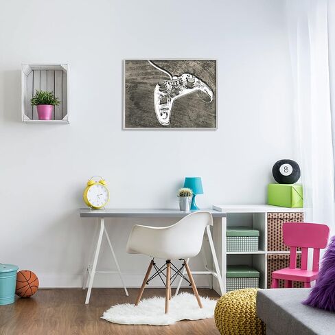 Stupell Industries Video Game Controller Over Rustic Wood Grain Pattern in Kuwait