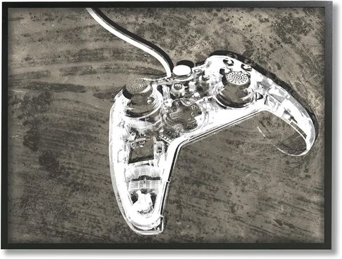 Stupell Industries Video Game Controller Over Rustic Wood Grain Pattern in Kuwait
