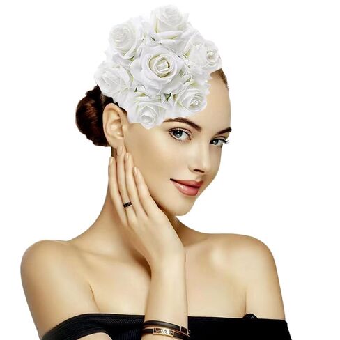 Specell Red Rose Headband for Women, Fascinators for Women Derby, Rose Fascinator hat in Saudi Arabia