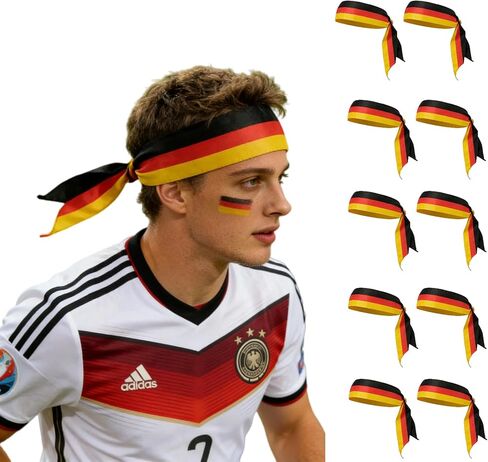 10 Pcs Flag Headband, Sports Sweatband for 2026 World Cup, Patriotic Fan Gear, 41 x 2.4 in, Breathable Quick Dry in Saudi Arabia