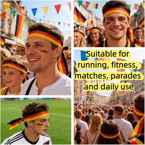 10 Pcs Flag Headband, Sports Sweatband for 2026 World Cup, Patriotic Fan Gear, 41 x 2.4 in, Breathable Quick Dry in Saudi Arabia