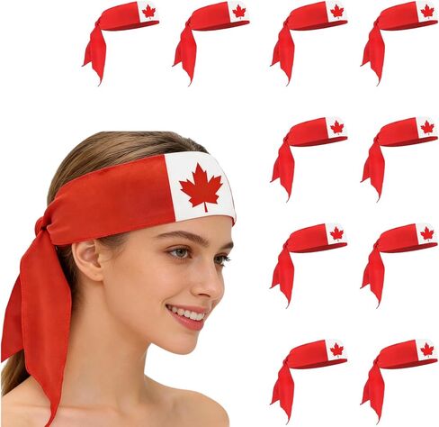 10 Pcs Flag Headband, Sports Sweatband for 2026 World Cup, Patriotic Fan Gear, 41 x 2.4 in, Breathable Quick Dry in Saudi Arabia