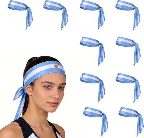 10 Pcs Flag Headband, Sports Sweatband for 2026 World Cup, Patriotic Fan Gear, 41 x 2.4 in, Breathable Quick Dry in Saudi Arabia