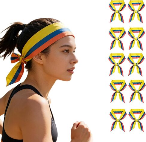 10 Pcs Flag Headband, Sports Sweatband for 2026 World Cup, Patriotic Fan Gear, 41 x 2.4 in, Breathable Quick Dry in Saudi Arabia