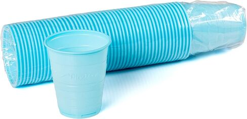 200 Disposable 5 Ounce Plastic Cups for Drinking, Rinse Mouthwash for Dental, Ribbed Design (Blue) in Kuwait