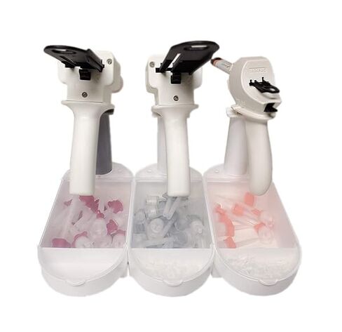 Dental Impression Gun &Tips Dispenser Organizer White Plastic with Clear Lid, Holder for 3 Dental Guns in Saudi Arabia