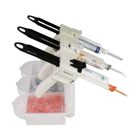 Dental Impression Gun &Tips Dispenser Organizer White Plastic with Clear Lid, Holder for 3 Dental Guns in Saudi Arabia