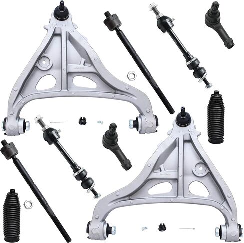 Detroit Axle - 10pc Front End Suspension Kit for Toyota Corolla 2003 2004 2005 2006 2007 2008, 2 Lower Control Arms 2 Ball Joints 2 Sway Bar Links 4 Outer & Inner Tie Rods Replacement in Saudi Arabia