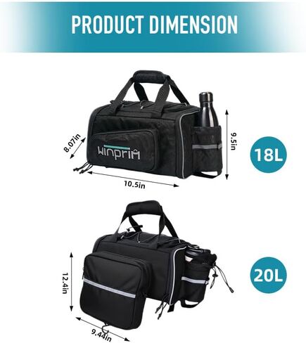 Bike Rear Rack Bag 18-20L 1680D Tear-Resistant, Trunks Bag for Bicycle Water Resistant Ebike Saddle Bag with Rain Cover, Multifunctional Shoulder Bag for Commuter Cycling GYM Camping in Saudi Arabia
