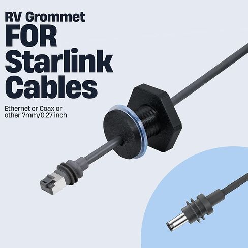 2Pcs RV Cable Passthrough for Starlink mini, RV Cable Grommet Compatible with Starlink, Ethernet, Coax, Water-Resistant and Anti-Drop RV Cable Routing(Black) in Saudi Arabia