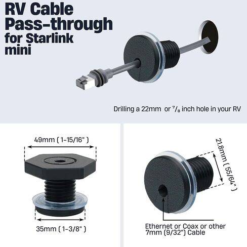 2Pcs RV Cable Passthrough for Starlink mini, RV Cable Grommet Compatible with Starlink, Ethernet, Coax, Water-Resistant and Anti-Drop RV Cable Routing(Black) in Saudi Arabia