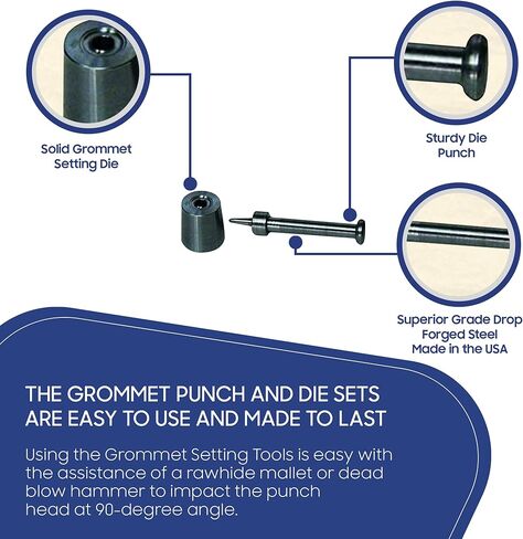 قالب إعداد حلقات معدنية من Tarps Now Drop Forged، #5 (5/8") - قالب تثبيت بحلقة معدنية لوضع الثقوب والغسالات - مثالي لإصلاح القماش والقماش والخيام والمشروعات اليدوية in Kuwait
