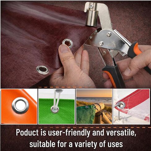 UNCO- مجموعة أدوات جروميت، 200 قطعة حلقات فضية 3/8 بوصة (10 مم)، أداة ثقب ضغط يدوية مغناطيسية، مجموعة فتحات يدوية، آلة ضغط يدوية بحلقات معدنية للجلد، القماش، القماش، الفينيل، لافتة DIY، الأقمشة in Kuwait