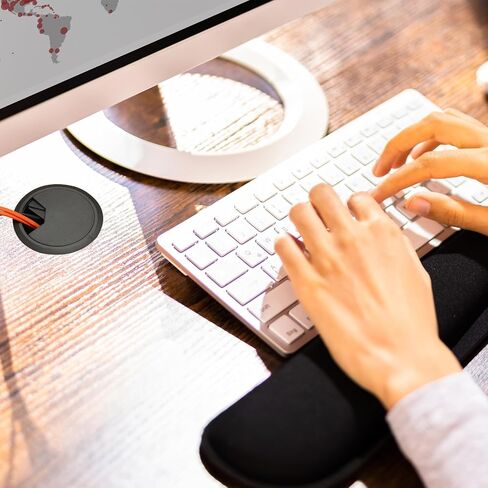 PATIKIL 3 Inch Desk Grommet, 6Pcs Cable Grommet Wire Management Cable Hole Cover Cord Organizer for Office Home Table Countertop, Black in Kuwait
