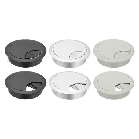 PATIKIL 3 Inch Desk Grommet, 6Pcs Cable Grommet Wire Management Cable Hole Cover Cord Organizer for Office Home Table Countertop, Black in Kuwait