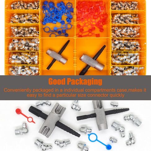 طقم استبدال تركيب الشحوم SAE & Metric 1/4" 1/8" M6 M10 مستقيم 45 90 درجة زيرك، تجهيزات الشحوم الهيدروليكية القياسية مع أغطية تركيب الشحوم البلاستيكية، 2 قطعة أدوات متعددة (332 قطعة) in Kuwait