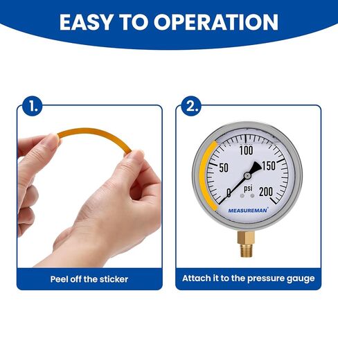 MEASUREMAN Pressure Gauge Label Stickers 90 PCS, Red Green Yellow, Adhesive Safety Decals, Industrial Pressure Range Identification in Kuwait