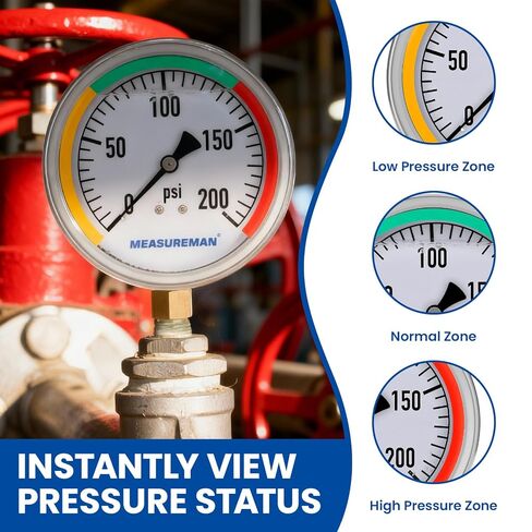 MEASUREMAN Pressure Gauge Label Stickers 90 PCS, Red Green Yellow, Adhesive Safety Decals, Industrial Pressure Range Identification in Kuwait