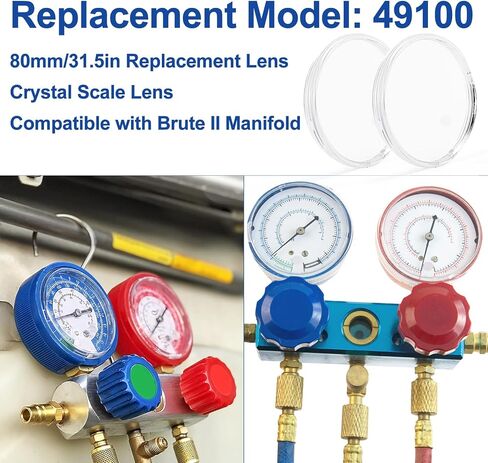 2 Pcs 49100 Replacement Crystal Pressure Gauge Lens for Brute II Manifolds, 80mm Crystal Water Pressure Gauge Lens Compatible with Yellow Jacket in Saudi Arabia