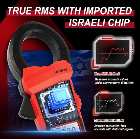 DIYSELF 6000 Counts Digital Clamp Meter, True RMS AC/DC Voltage Tester, Amp Meter Capacitance Meter, Resistance Continuity Tester, Professional Multimeter with Test Leads Pouch and Batteries in Kuwait