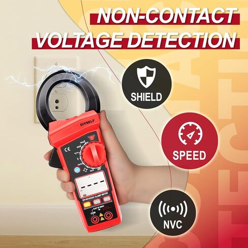 DIYSELF 6000 Counts Digital Clamp Meter, True RMS AC/DC Voltage Tester, Amp Meter Capacitance Meter, Resistance Continuity Tester, Professional Multimeter with Test Leads Pouch and Batteries in Kuwait