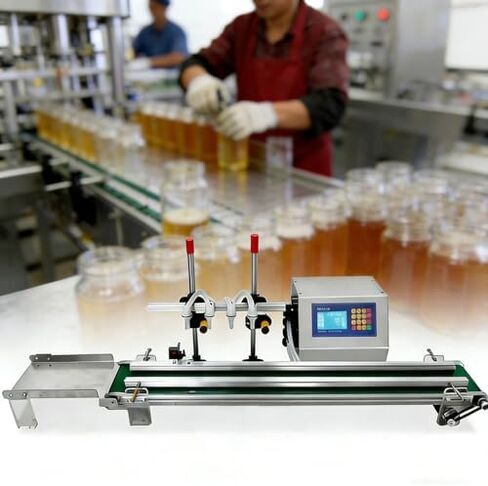 Horizontal Liquid Filling Machine, 10-5000ml Capacity, 1.2-6.5L/min Flow Rate, 2 Modes, 4 Adjustable Nozzles, LED Control Panel - Ideal for Bottling and Packaging in Saudi Arabia
