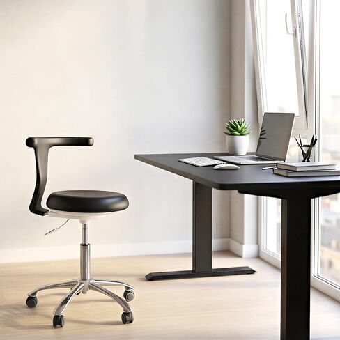 مقعد دوار قابل للتعديل مع دعم للظهر - كرسي أسنان مريح لأطباء الأسنان وأخصائيي الصحة والمساعدين، راحة ممتازة، حركة سلسة وتصميم متين للتحولات الطويلة (أسود) in Kuwait