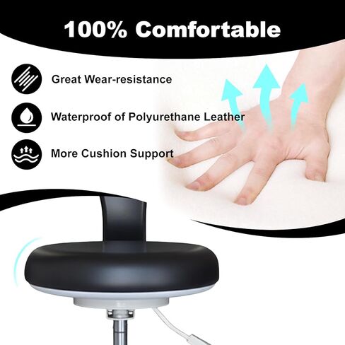 مقعد دوار قابل للتعديل مع دعم للظهر - كرسي أسنان مريح لأطباء الأسنان وأخصائيي الصحة والمساعدين، راحة ممتازة، حركة سلسة وتصميم متين للتحولات الطويلة (أسود) in Kuwait