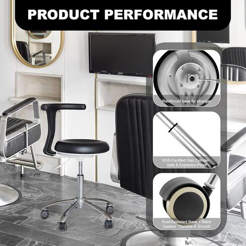 مقعد دوار قابل للتعديل مع دعم للظهر - كرسي أسنان مريح لأطباء الأسنان وأخصائيي الصحة والمساعدين، راحة ممتازة، حركة سلسة وتصميم متين للتحولات الطويلة (أسود) in Kuwait