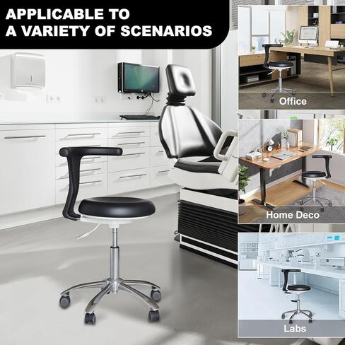 مقعد دوار قابل للتعديل مع دعم للظهر - كرسي أسنان مريح لأطباء الأسنان وأخصائيي الصحة والمساعدين، راحة ممتازة، حركة سلسة وتصميم متين للتحولات الطويلة (أسود) in Kuwait